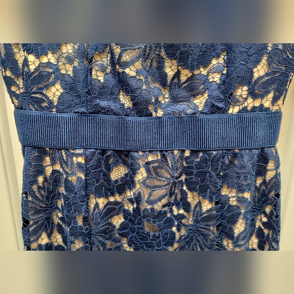 Alexia Admor Navy/Nude Short Sleeve Delora Dress Size 4 - Picture 3 of 9